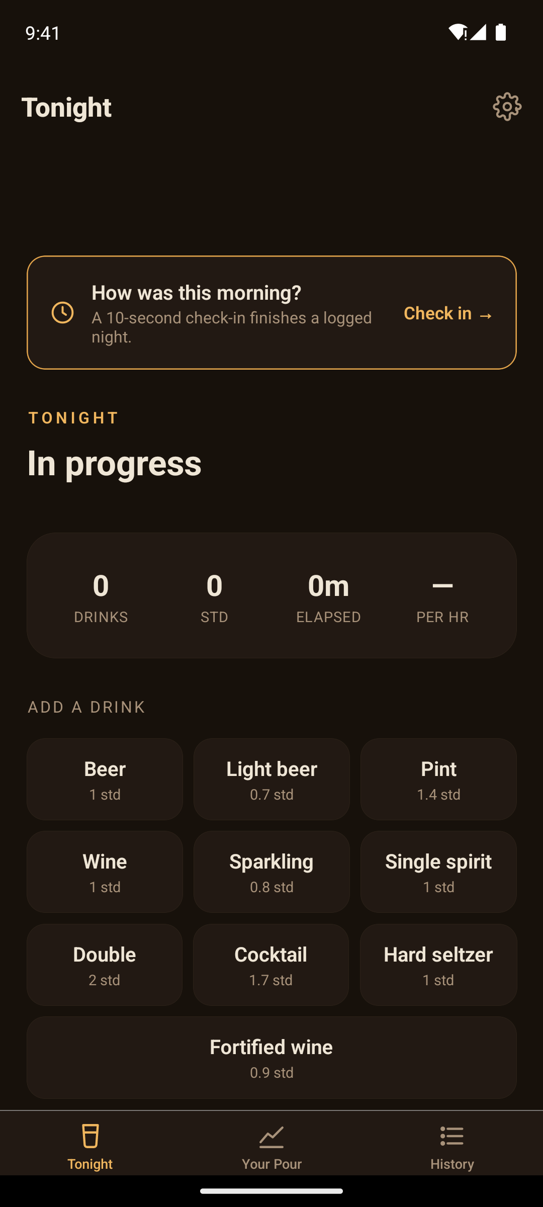 Tap a preset for each pour